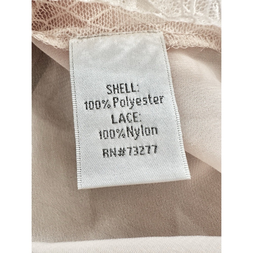 NWT Lauren Conrad Powder Room Blouse Size M Womens Cream Tan Lace Insert Chiffon - Picture 6 of 11